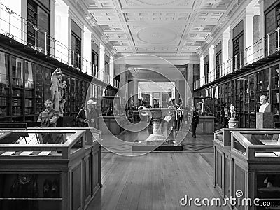Enlightment Gallery at the British Museum in London, black and w Editorial Stock Photo
