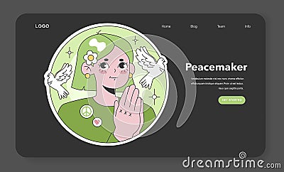 Enneagram Peacemaker type illustration. Flat vector illustration Vector Illustration