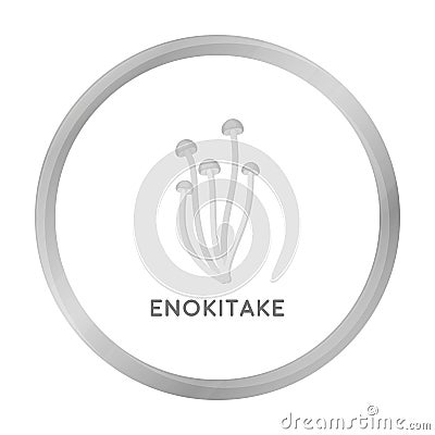 Enokitake icon in monochrome style isolated on white background. Mushroom symbol stock vector illustration. Vector Illustration