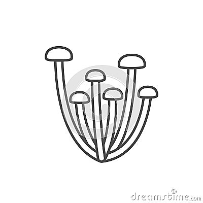 Enokitake mushroom line outline icon Vector Illustration