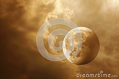 Enormous Moon in Cloudy Sky Stock Photo