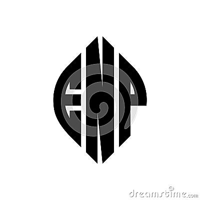 ENP circle letter logo design with circle and ellipse shape. ENP ellipse letters with typographic style. The three initials form a Vector Illustration