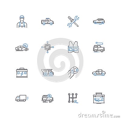 Enquiry desk line icons collection. Assistance, Inquiries, Reception, Response, Help, Information, Queries vector and Vector Illustration