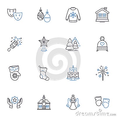 Enraptured beings line icons collection. Angels, Cherubs, Seraphim, Demons, Ghosts, Fairies, Mermaids vector and linear Vector Illustration