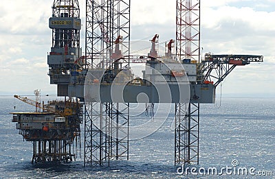 The Ensco 102 jackup drilling rig. Stock Photo