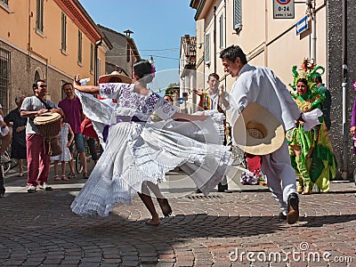 Ensemble ImÃ¡genes del Peru` - couple of peruvian dancers performs traditional dance Editorial Stock Photo