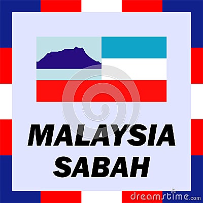 Ensigns, flag and coat of arm of Malaysia - Sabah Stock Photo