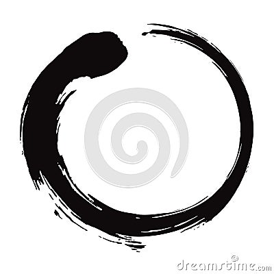 Enso Zen Circle Brush Black Ink Vector Illustration Vector Illustration