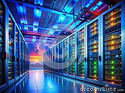Ensuring Business Continuity A Robust Data Backup Network with Redundant Servers and Cloud Storage Stock Photo