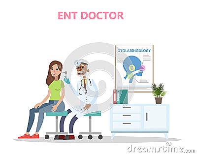 ENT doctor checking ear of the patient Vector Illustration