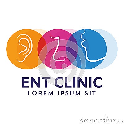 ENT logo template. Head for ear, nose, throat doctor specialists. logo concept. Line vector icon. Editable stroke. Flat linear ill Vector Illustration