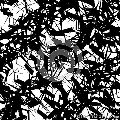 Entangled, squiggly lines. Chaotic abstract monochrome illustrat Vector Illustration