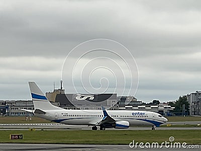 Enter Air planes at WAW Chopin Airport in Warsaw, Poland Editorial Stock Photo