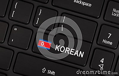 Enter button with flag North Korea - Concept of language Stock Photo