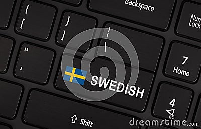 Enter button with flag Sweden - Concept of language Stock Photo