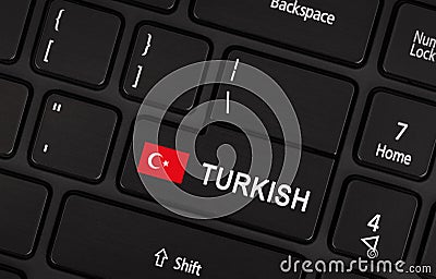 Enter button with flag Turkey - Concept of language Stock Photo