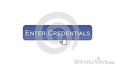 Enter credentials web interface button clicked with mouse, violet color design Stock Photo