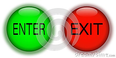 Enter exit buttons Stock Photo