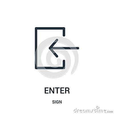 enter icon vector from sign collection. Thin line enter outline icon vector illustration Vector Illustration
