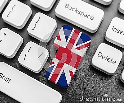 Enter key button with Flag of Great Britan. Stock Photo