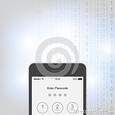 Enter password on Mobile Application Interface Vector Illustration