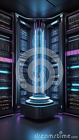 QuantumQuotient Dreamscape: 3D Utopia in Data's Tomorrow. AI generate Stock Photo