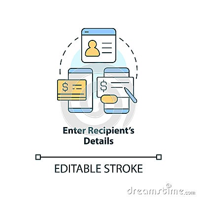 Enter recipient details concept icon Vector Illustration