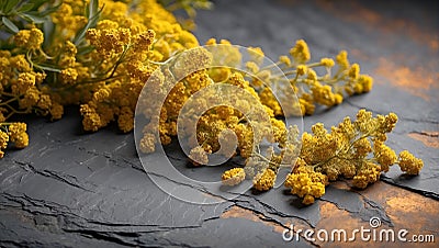 Goldenrod Radiance Reverie: Illuminated Slate Dream. AI generate Stock Photo