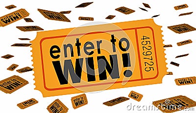 Enter to Win Contest Raffle Lottery Ticket Words Lucky Stock Photo