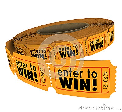 Enter to Win Raffle Ticket Roll Fundraiser Charity Lottery Luck Stock Photo