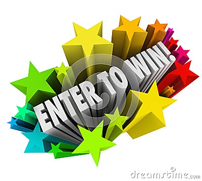 Enter To Win Stars Fireworks Contest Raffle Entry Jackpot Stock Photo