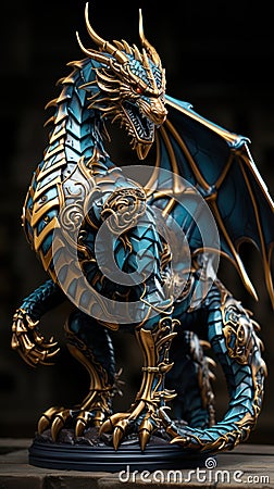 Enter a world of dark enchantment as a fearsome dragon-taur takes center stage. Ceated with Generative AI Stock Photo