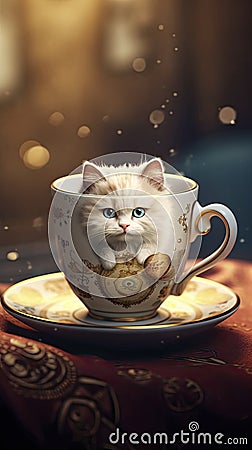 Meow Magic: Captivating Cuteness in Cat AI Form Stock Photo