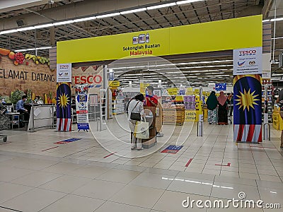 Enterence of Tesco Hypermarket in kota bharu, the biggest hypermarket in Kelantan. Editorial Stock Photo