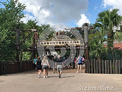 Entering Adventureland in Walt Disney World`s Magic Kingdom Editorial Stock Photo