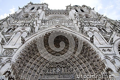 Entering Amiens Cathedral Main Portal. Stock Photo