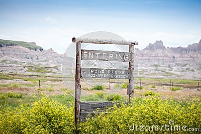 Entering Pine Ridge Indian Reservation, South Dakota, USA Stock Photo