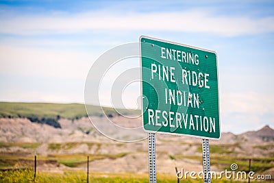 Entering Pine Ridge Indian Reservation, South Dakota, USA Stock Photo