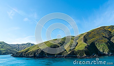 Entering Queen Charlotte Sound in Marlborough Sounds Stock Photo