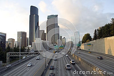 Entering Seattle from I 5 Stock Photo