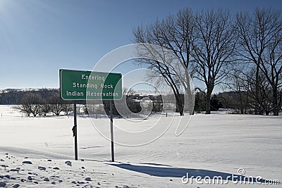 Entering Standing Rock Indian Reservation, Cannon Ball, North Dakota, USA Stock Photo