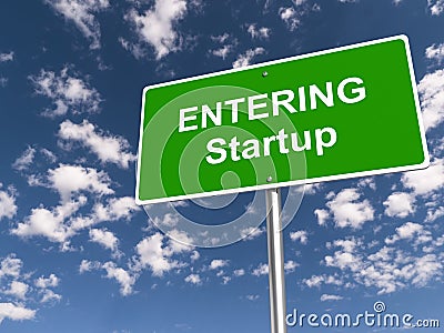 Entering startup traffic sign Stock Photo
