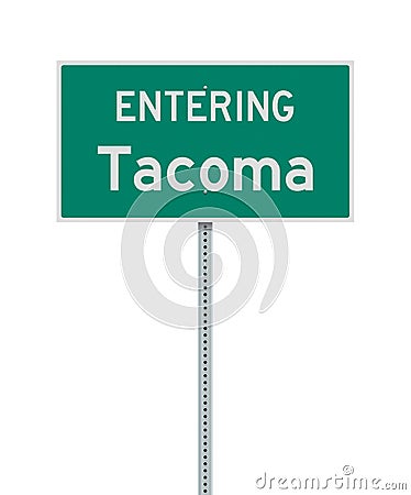Entering Tacoma road sign Cartoon Illustration