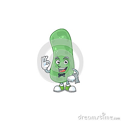 A enterobacteriaceae waiter cartoon character ready to serve Vector Illustration