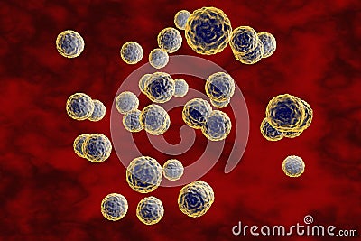 Enterovirus on blue background Cartoon Illustration