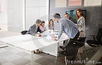 Business people conference in modern meeting room Stock Photo