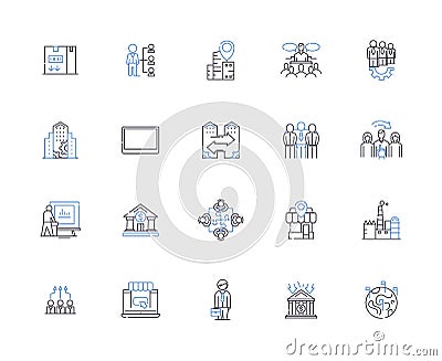 Enterprise architecture outline icons collection. Enterprise, Architecture, Systems, Integration, Strategic, IT Vector Illustration