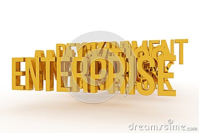 Enterprise, business conceptual golden 3D words. Rendering, alphabet, typography & caption. Stock Photo