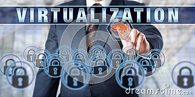 Enterprise Client Touching VIRTUALIZATION Stock Photo