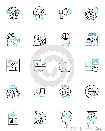 Enterprise Progress linear icons set. Innovate, Transform, Growth, Optimize, Modernize, Advance, Develop line vector and Vector Illustration